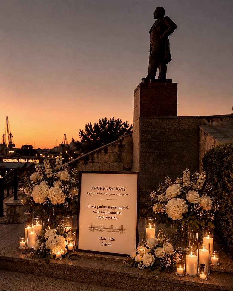 Statuia Anghel Saligny, lumânări și flori